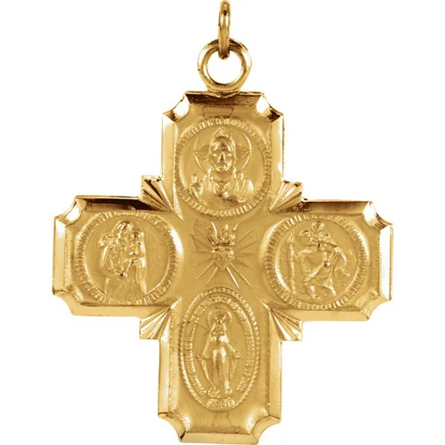 14kt Yellow 25x24mm Four-Way Cross Medal
