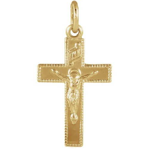 14kt Yellow Childs Crucifix Pendant 14X09