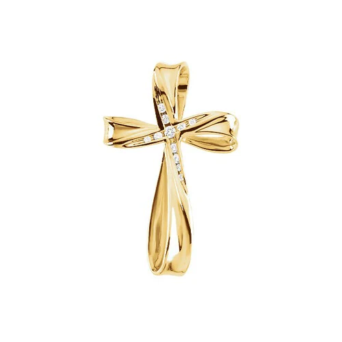 14kt Yellow Gold 1/10 CTW Diamond Cross Pendant 3.11 Grams