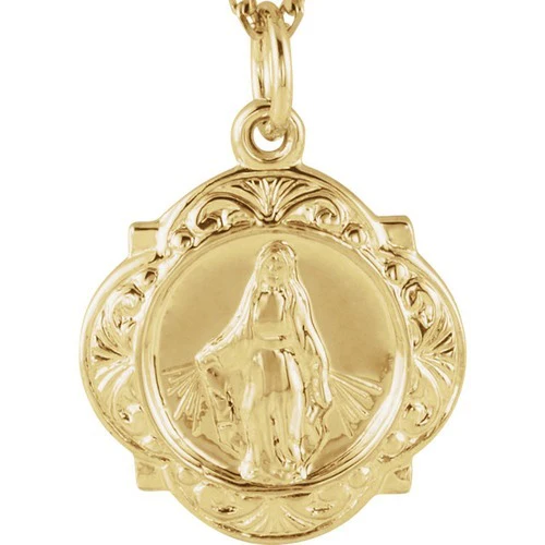 14kt Yellow Gold 12.14x12.09mm Miraculous Medal