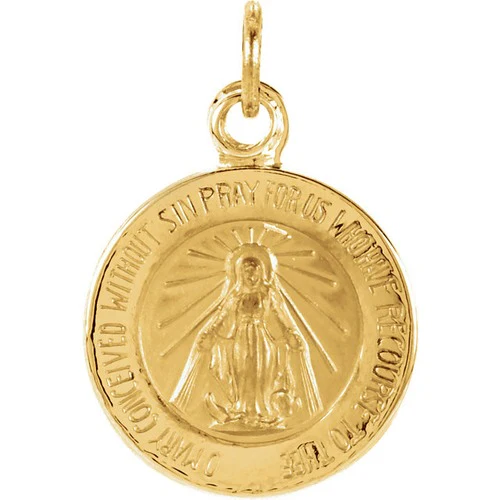 14kt Yellow Gold 12mm Miraculous Medal - Image 2