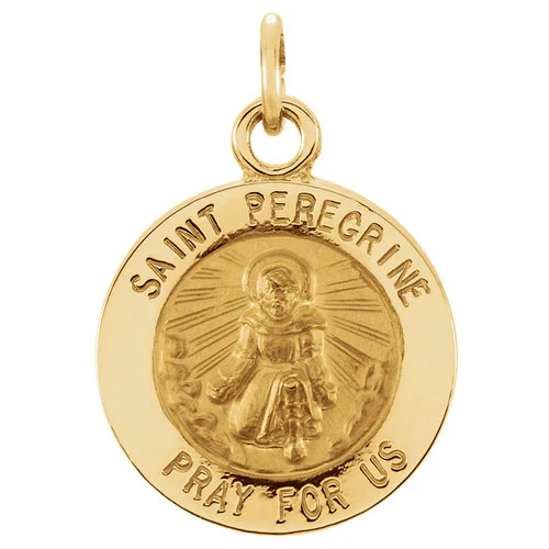 14kt Yellow Gold 12mm Round St.Peregrine Medal