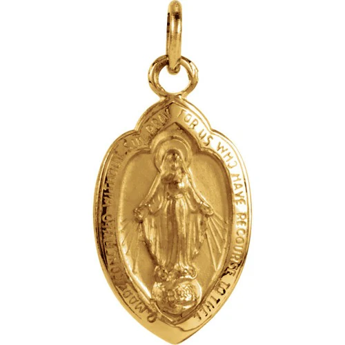 14kt Yellow Gold 13x8mm Badge-Shaped Miraculous Medal