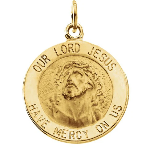 14kt Yellow Gold 15mm Round Our Lord Jesus Medal