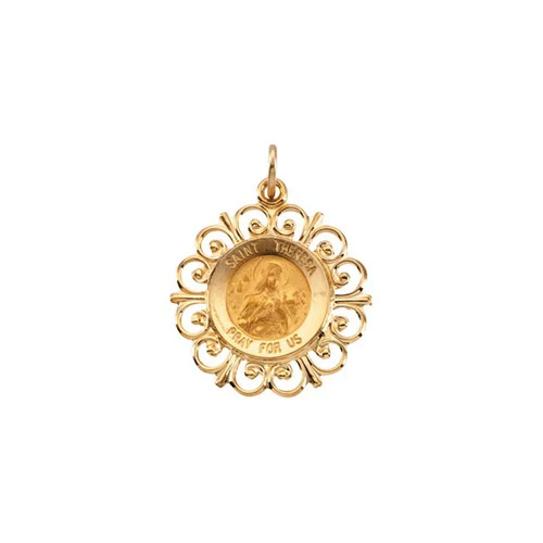 14kt Yellow Gold 20x18.5mm St. Theresa Medal