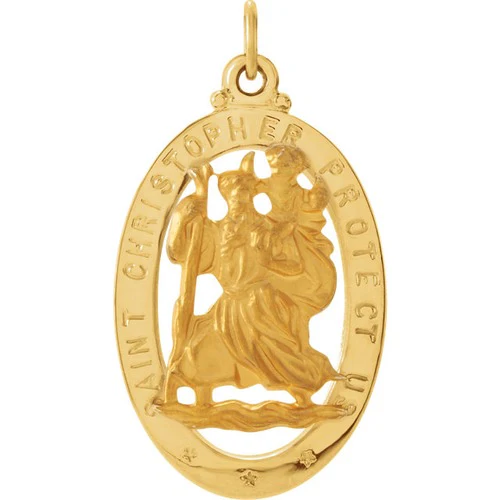 14kt Yellow Gold 25x18mm Oval St. Christopher Medal