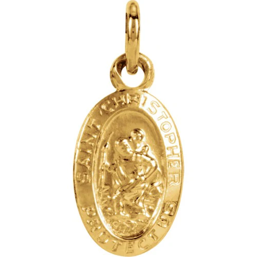 14kt Yellow Gold 8.75x5.75mm Oval St. Christopher Medal