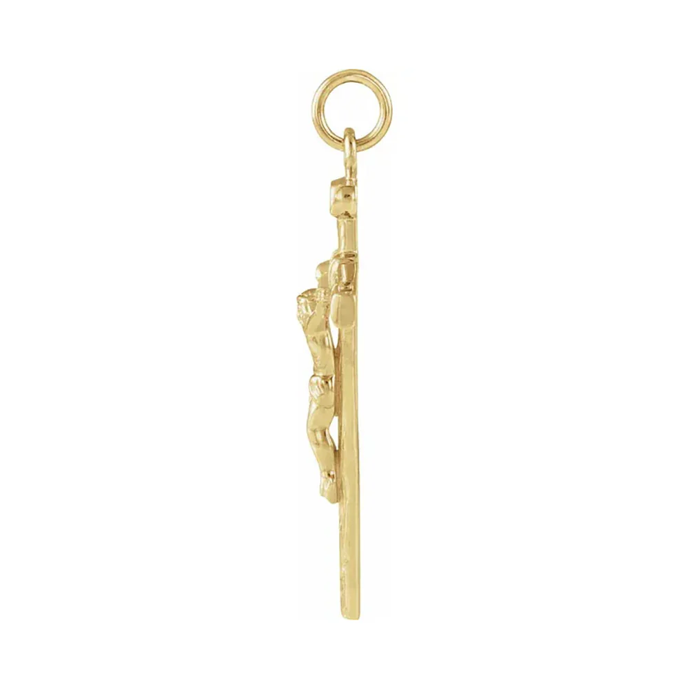14kt Yellow Pendant Crucifix in Solid Gold - Image 2
