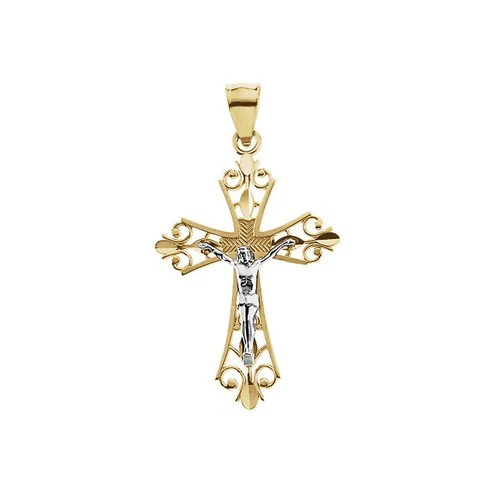 14kt Yellow/White Two Tone Crucifix Pendant 27X19.50