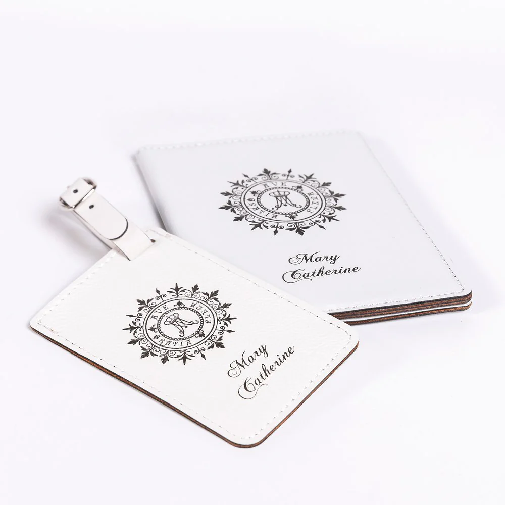 2 Piece Ave Maria Passport Cover & Luggage Tag Set - Blue or White - Image 6