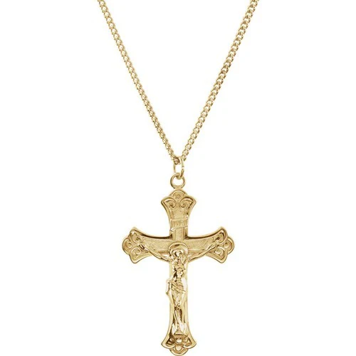 24K Yellow Gold-Plated Crucifix 24" Necklace