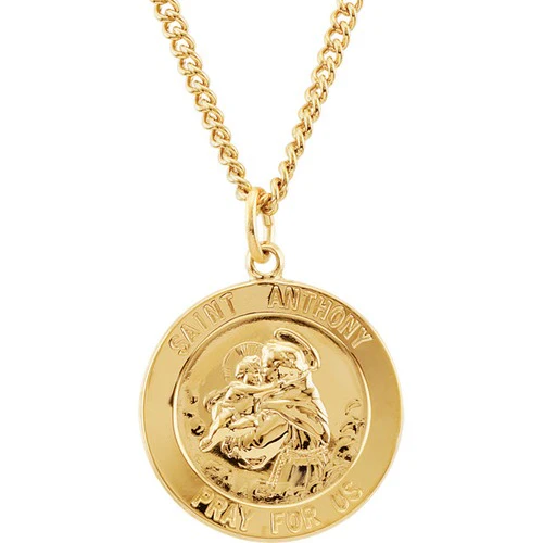 24kt Gold Plated 22mm St. Anthony Medal 24" Necklace