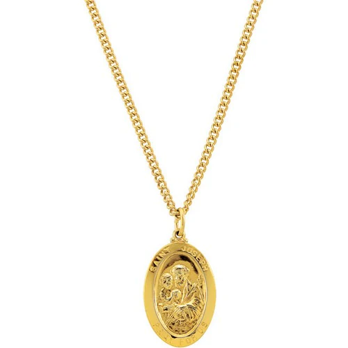 24kt Gold Plated 26.35x16.05mm St. Joseph Medal 24" Necklace