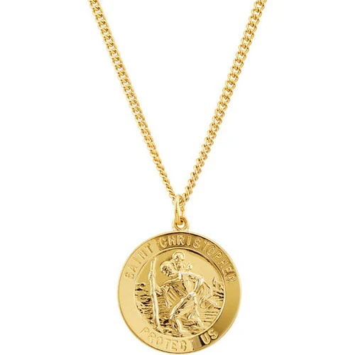 24kt Gold Plated 28.19x25.13mm St. Christopher Medal 24" Necklace