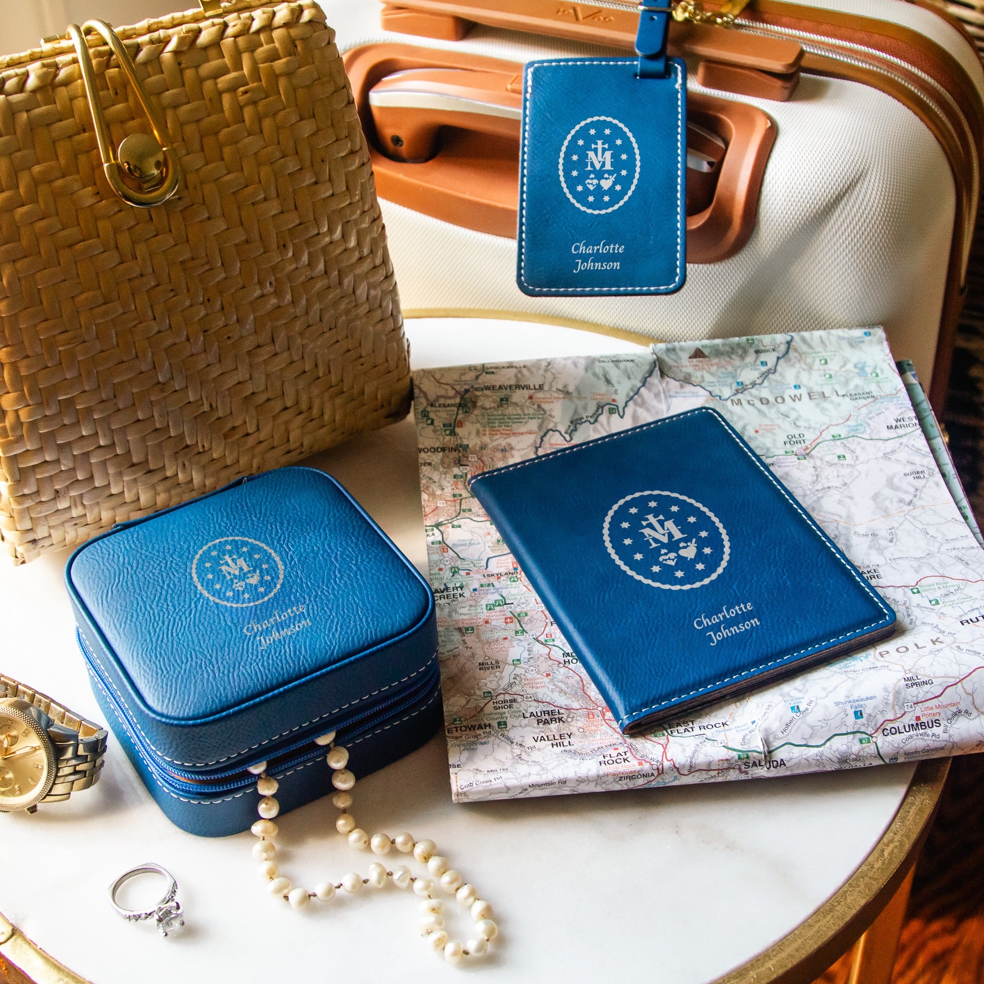3 Piece Miraculous Medal Travel Set - Blue or White