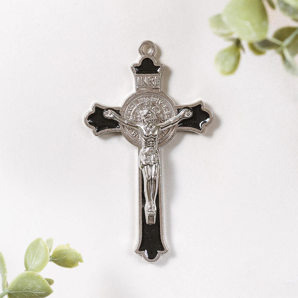 3" St. Benedict Crucifix – Black or White Enamel