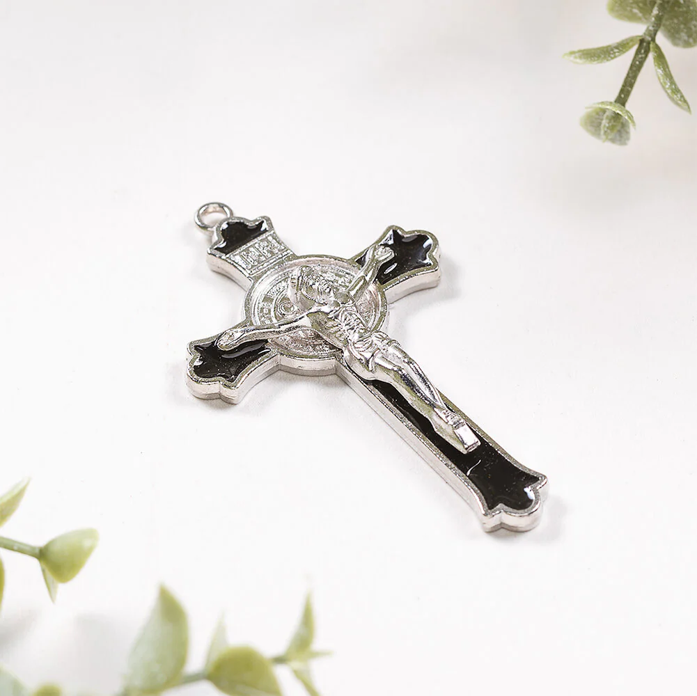 3" St. Benedict Crucifix – Black or White Enamel - Image 2