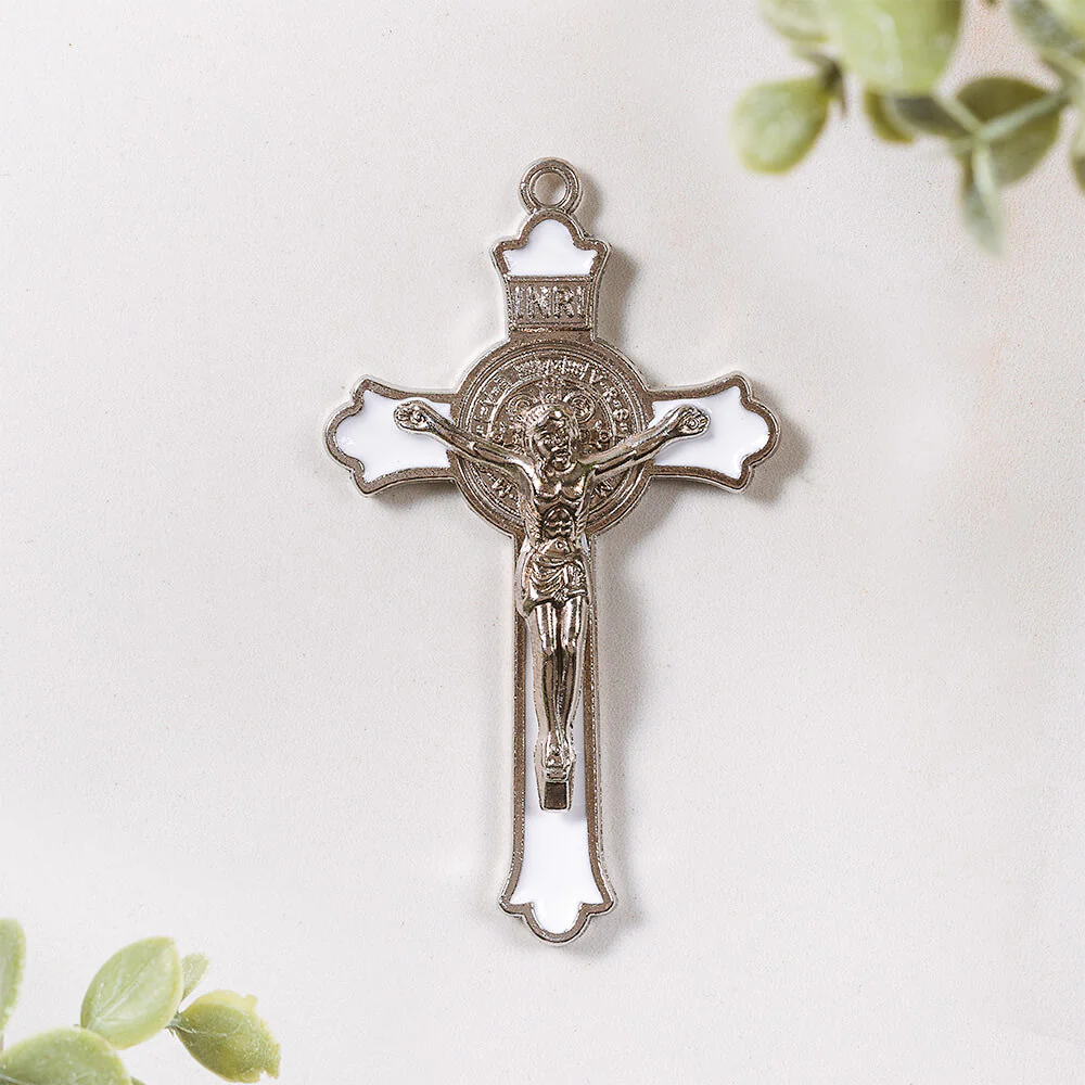 3" St. Benedict Crucifix – Black or White Enamel - Image 3