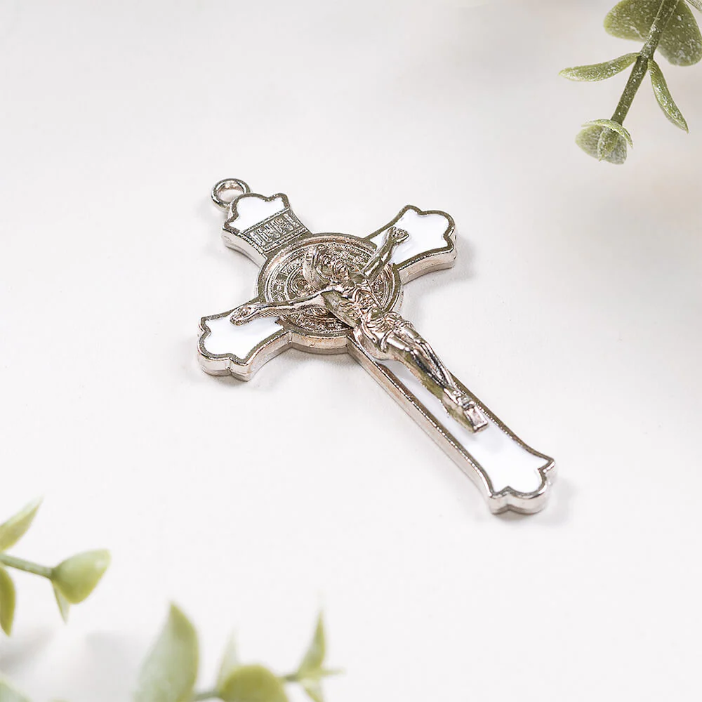 3" St. Benedict Crucifix – Black or White Enamel - Image 4