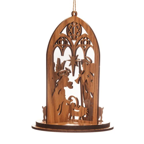 3D Wood Nativity Scene Ornament