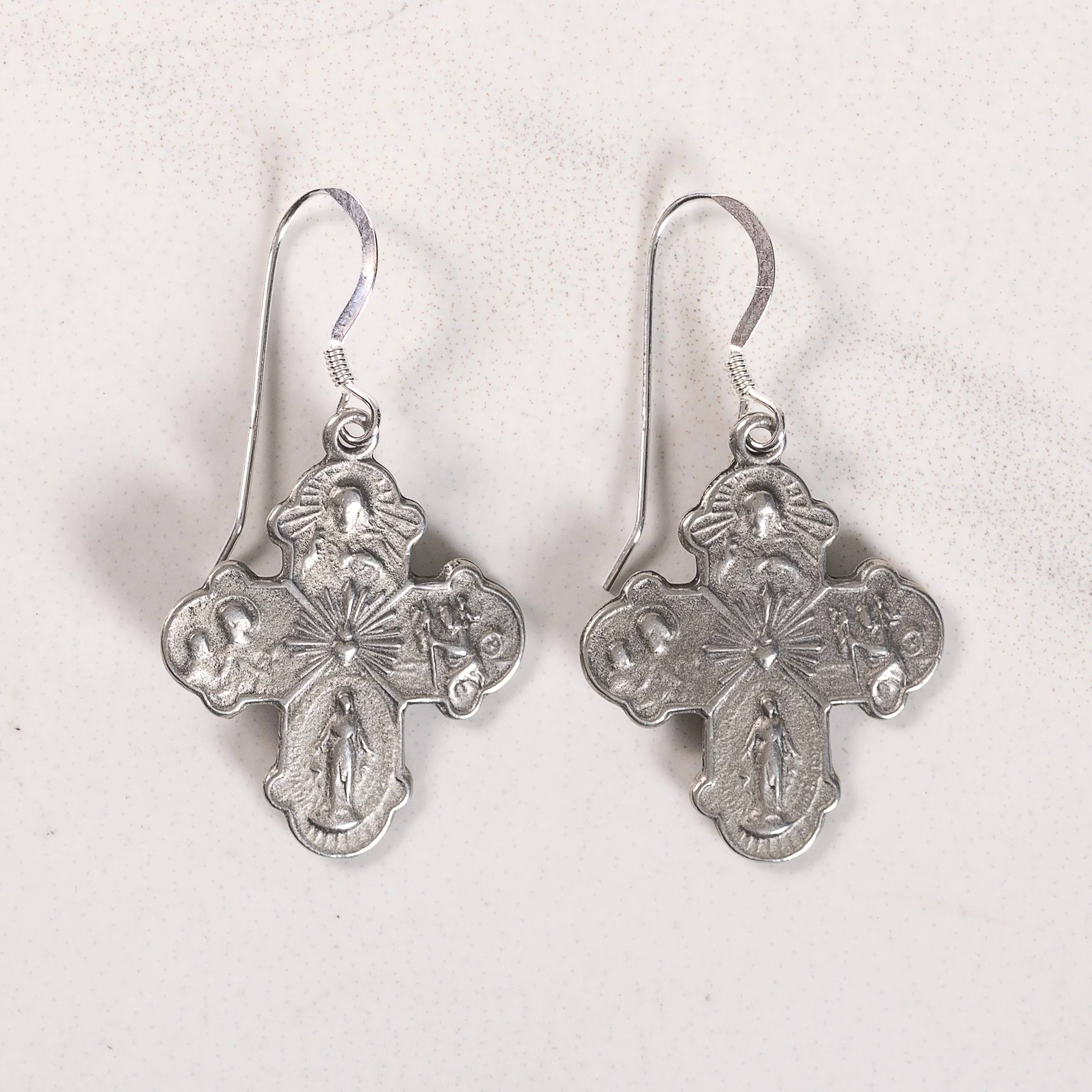 4-Way Medal Cross Earrings - Gold or Silver