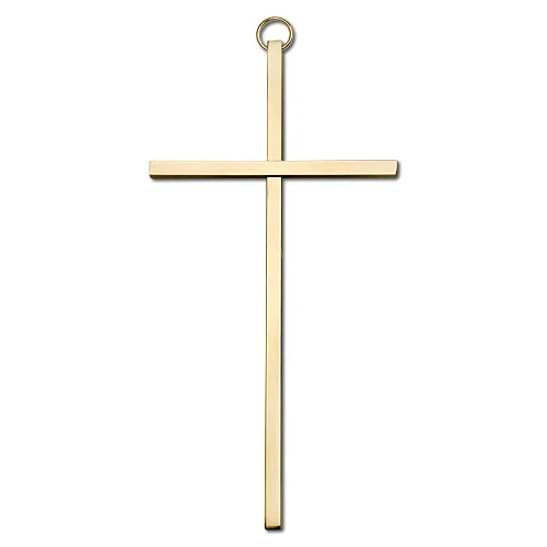 6 inch Plain Polished Brass Cross - Image 2