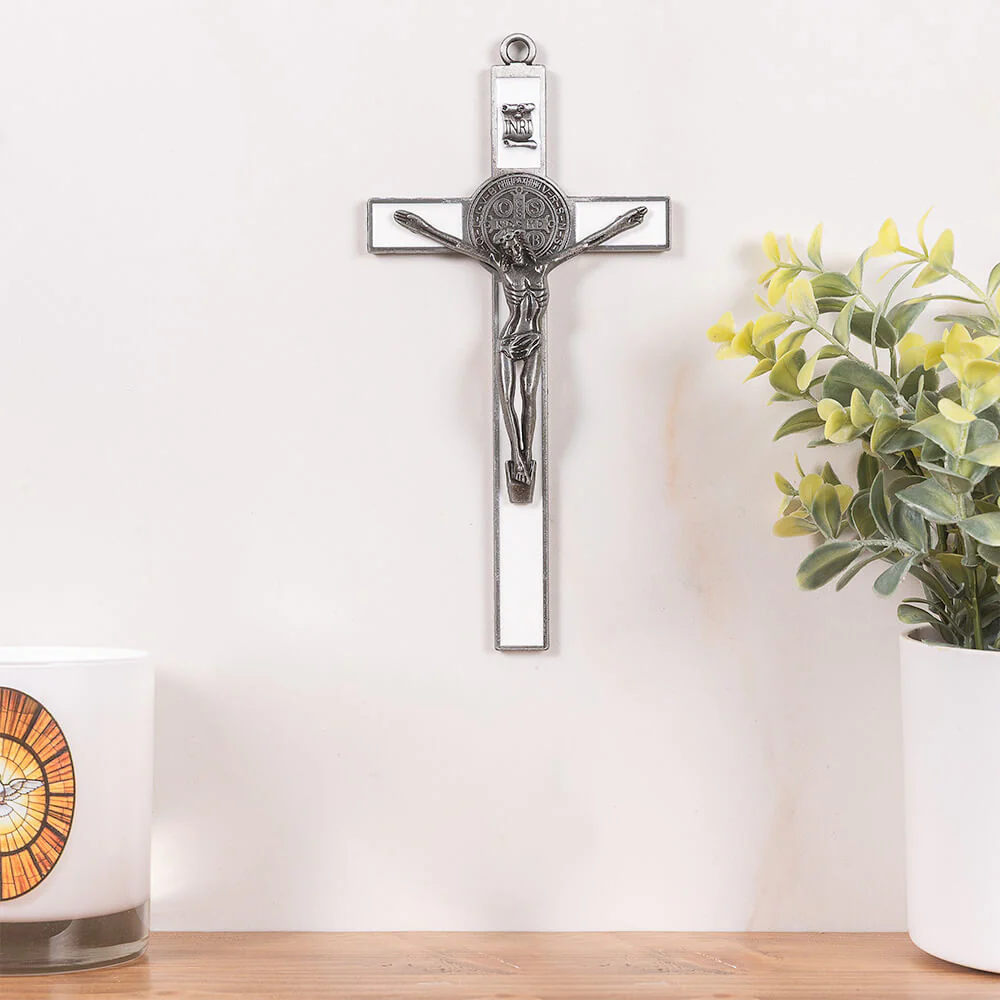7" St. Benedict Crucifix – Black or White Enamel