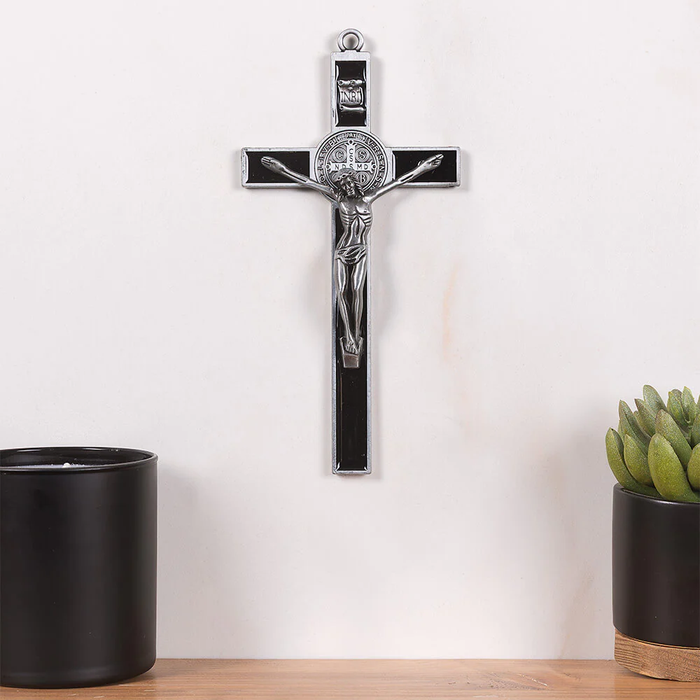 7" St. Benedict Crucifix – Black or White Enamel - Image 3