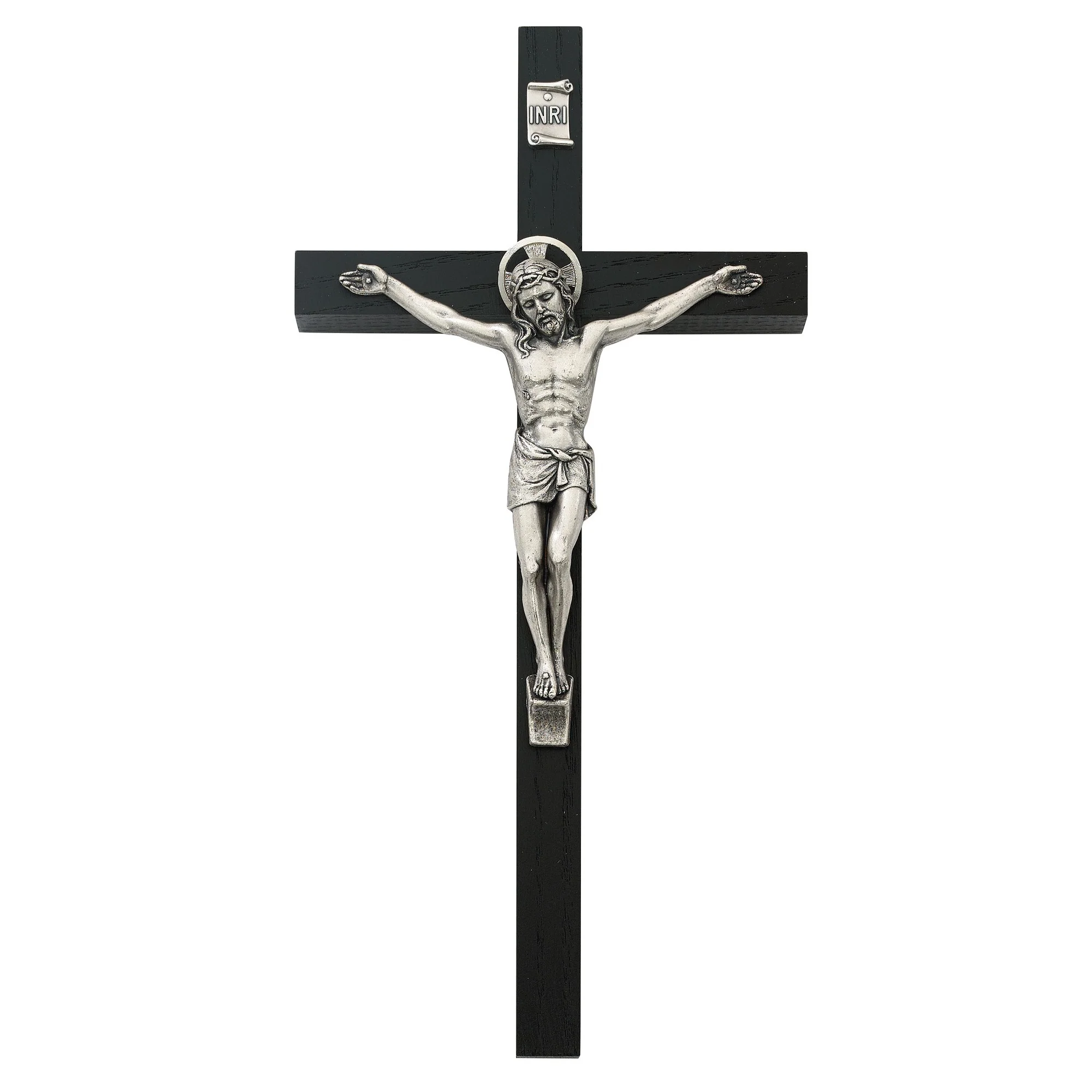8 inch Black Crucifix w/ Silver Corpus