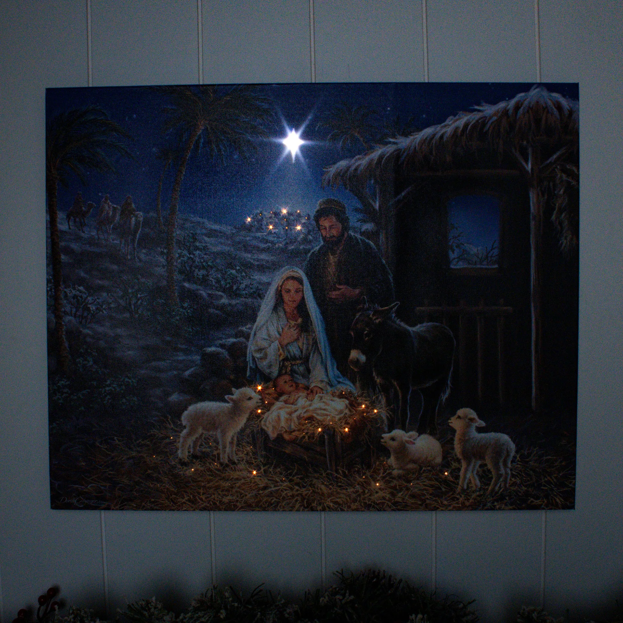 A Savior is Born Lighted Nativity Canvas Print - 16" x 20" - Image 2