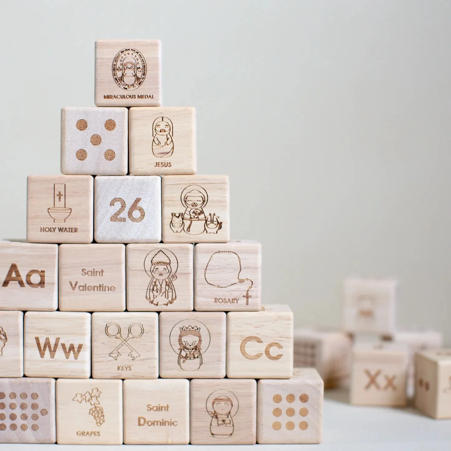 ABC Catholic Wooden Alphabet Blocks - Image 2
