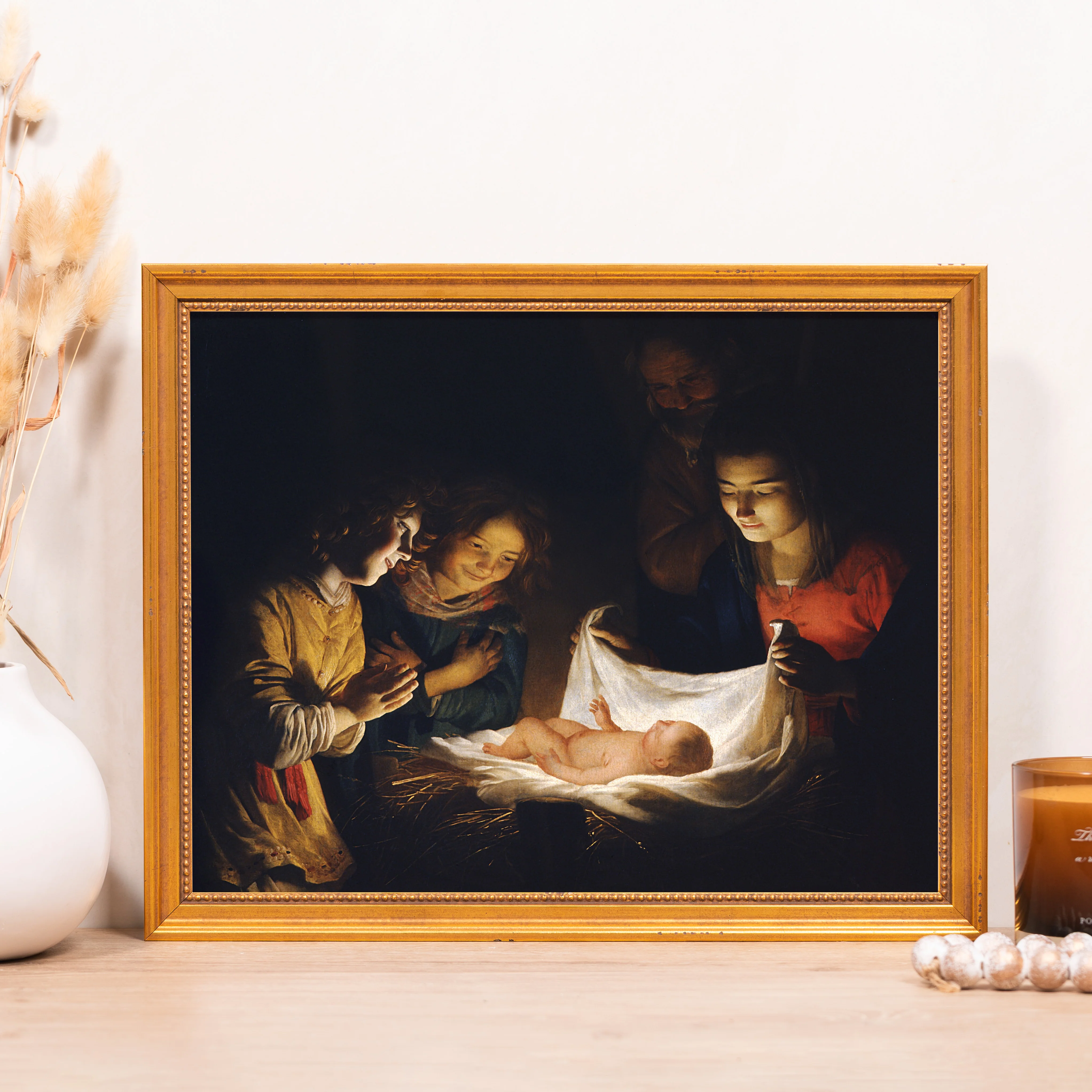 Adoration of the Child Framed Canvas - Sacred Classics Collection - Image 4