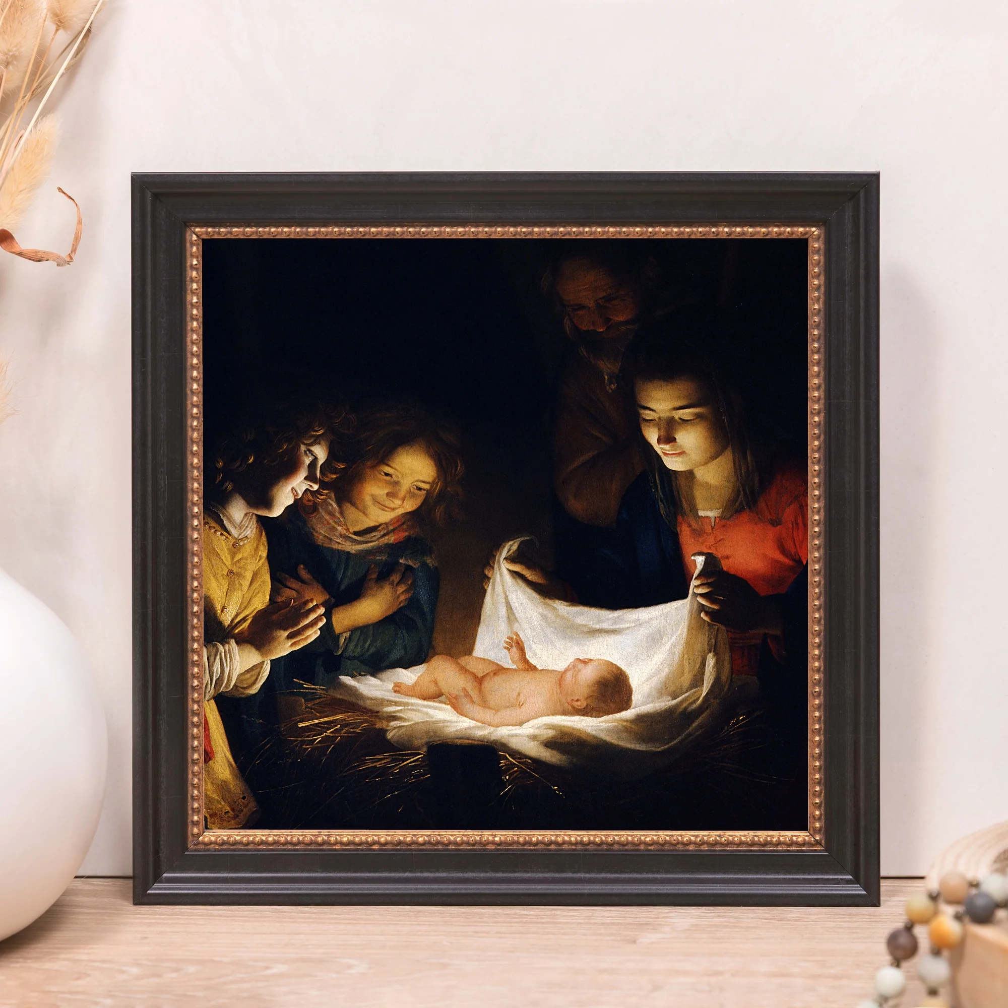 Adoration of the Child Framed Canvas - Sacred Mini Collection - Image 11