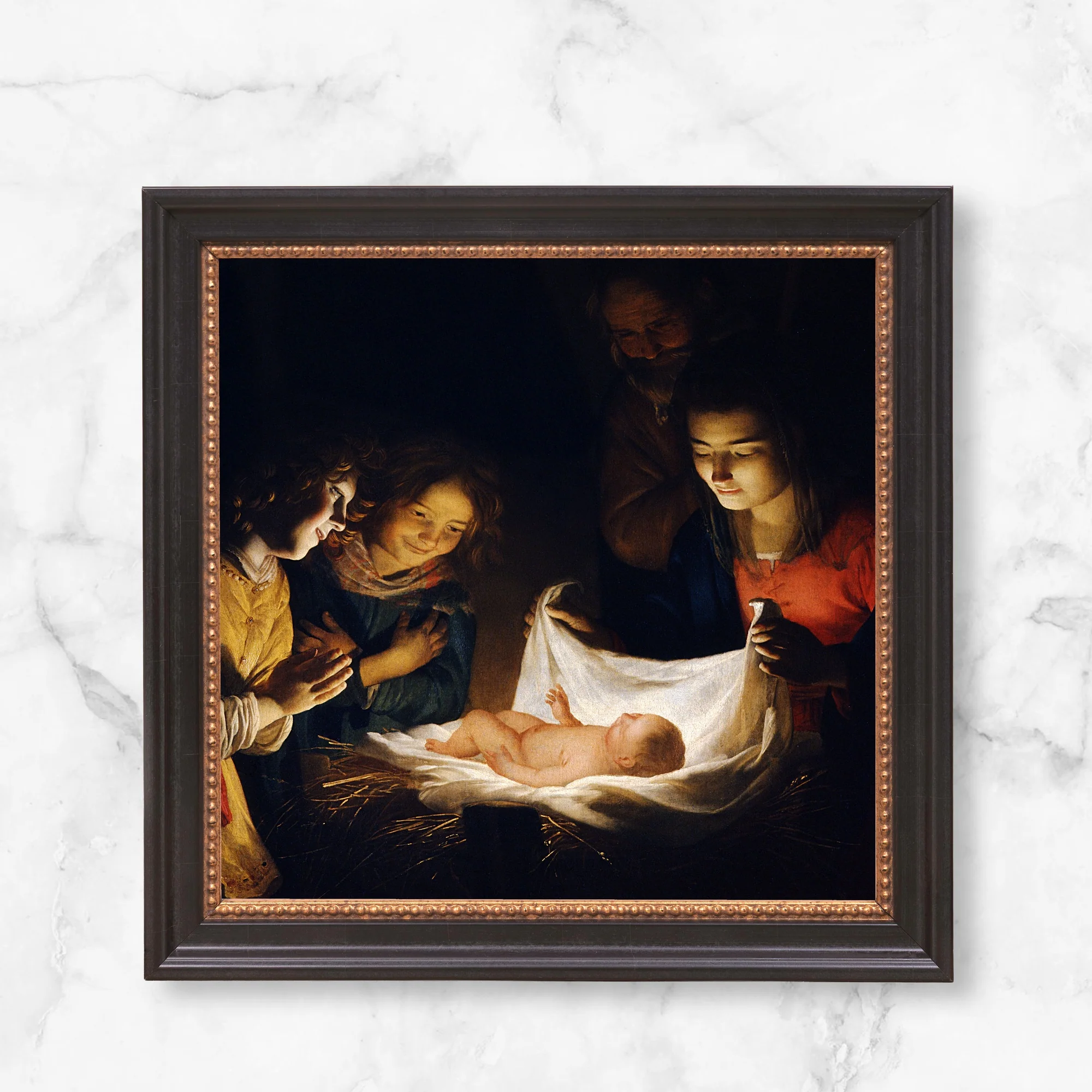 Adoration of the Child Framed Canvas - Sacred Mini Collection - Image 12
