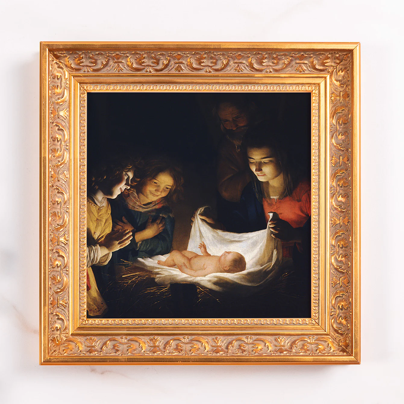 Adoration of the Child Framed Canvas - Sacred Mini Collection - Image 2