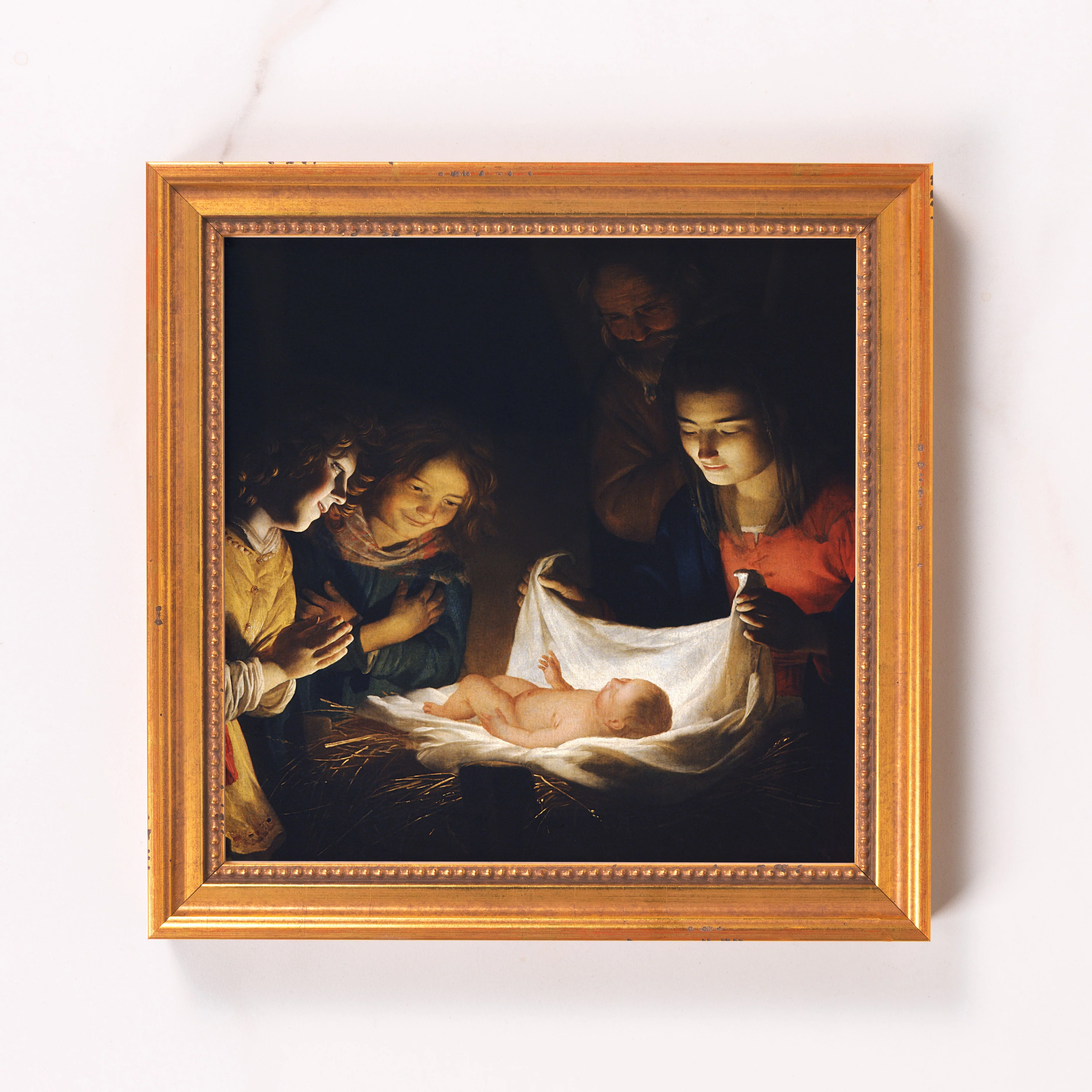 Adoration of the Child Framed Canvas - Sacred Mini Collection - Image 6