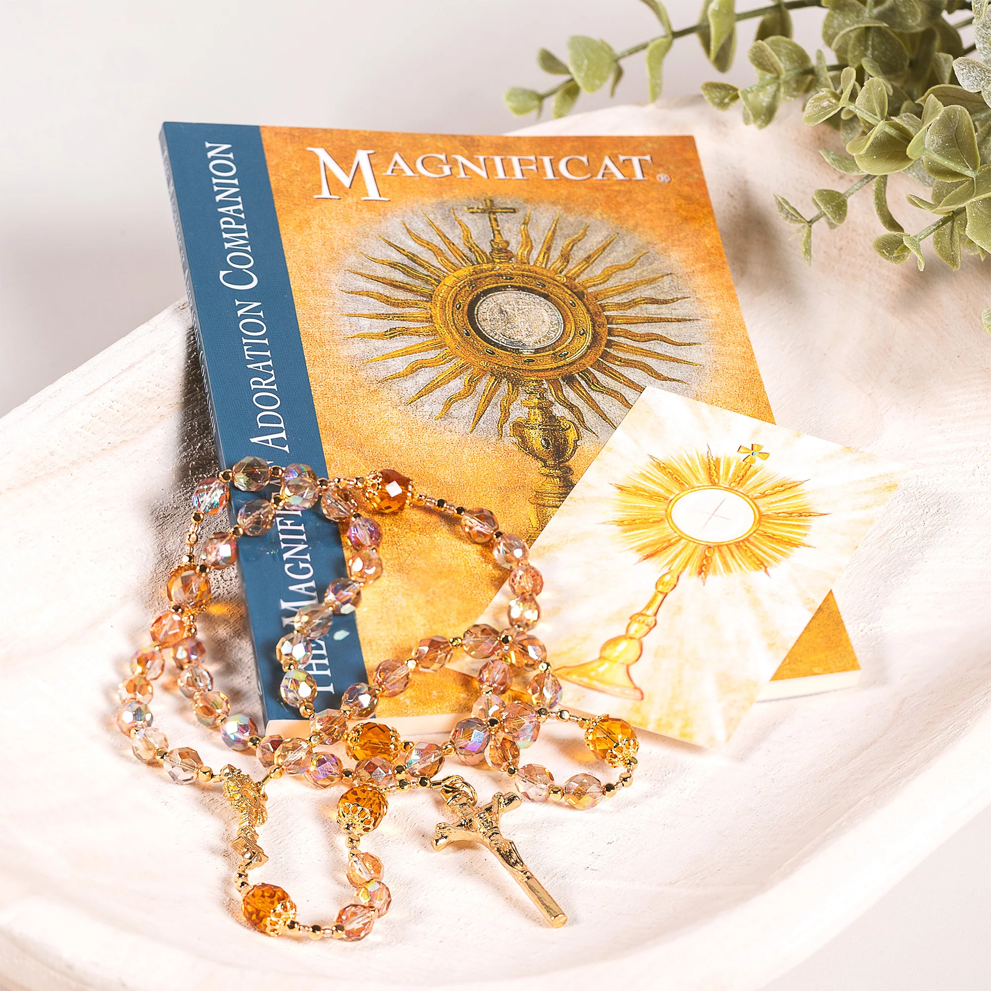 Adoration of the Lord Golden Crystal Rosary & The Magnificat Adoration Companion (Gift Set) - Image 2