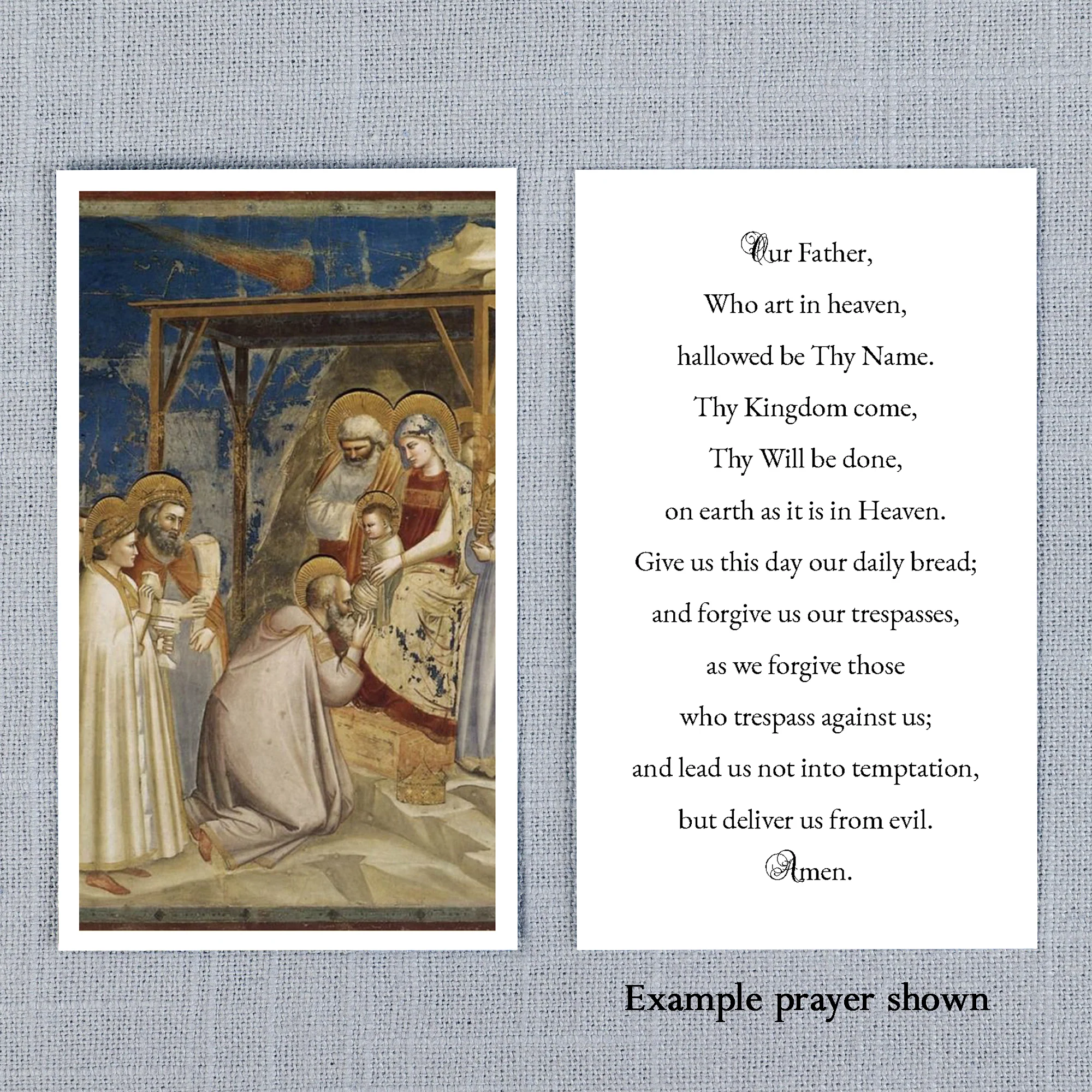 Laminated Adoration of the Magi by di Bondone Personalized Prayer Card