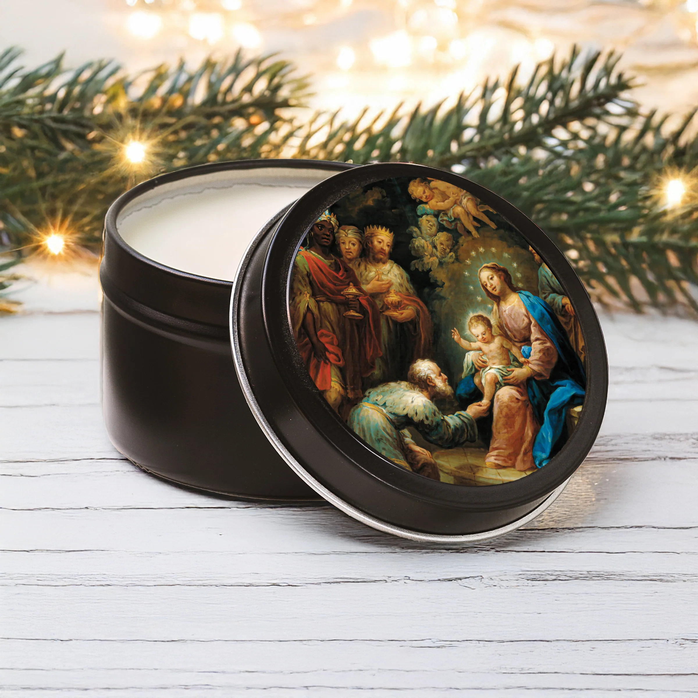 Adoration of the Magi Candle Tin