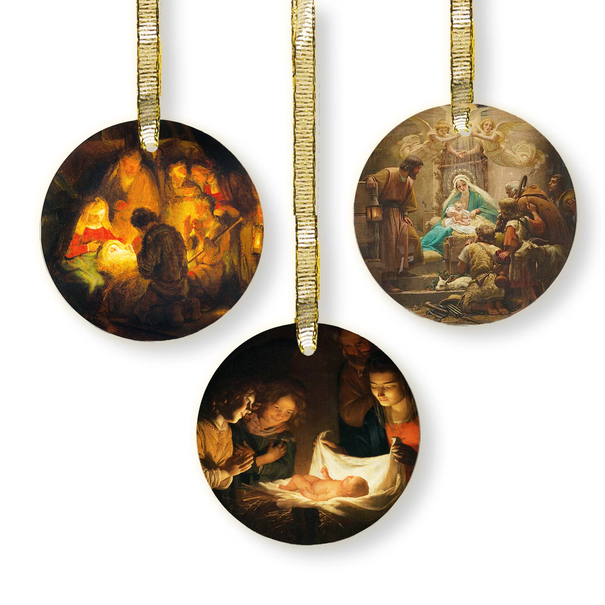 Adoration of the Shepherds Glass Ornaments- set of 3 - Image 2
