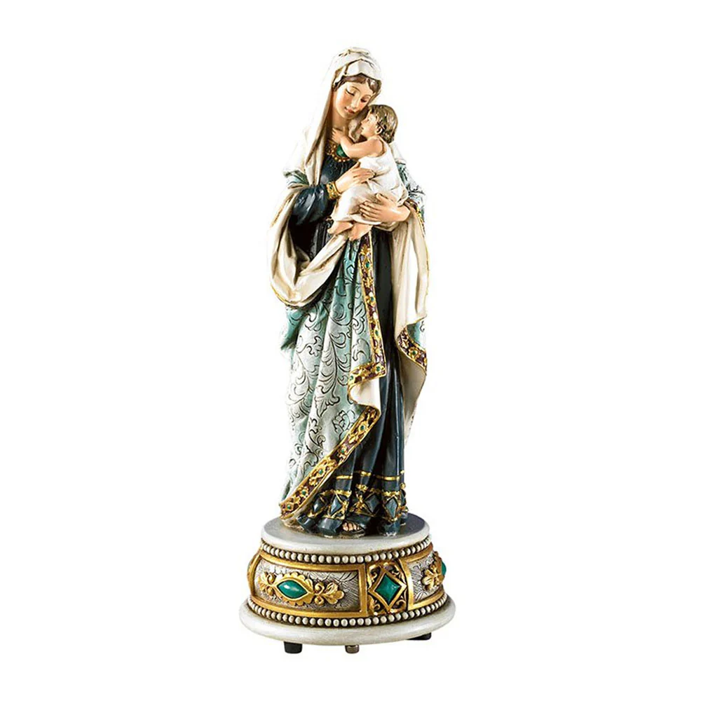 Adoring Madonna & Child Musical Figurine - 8.5" - Image 2