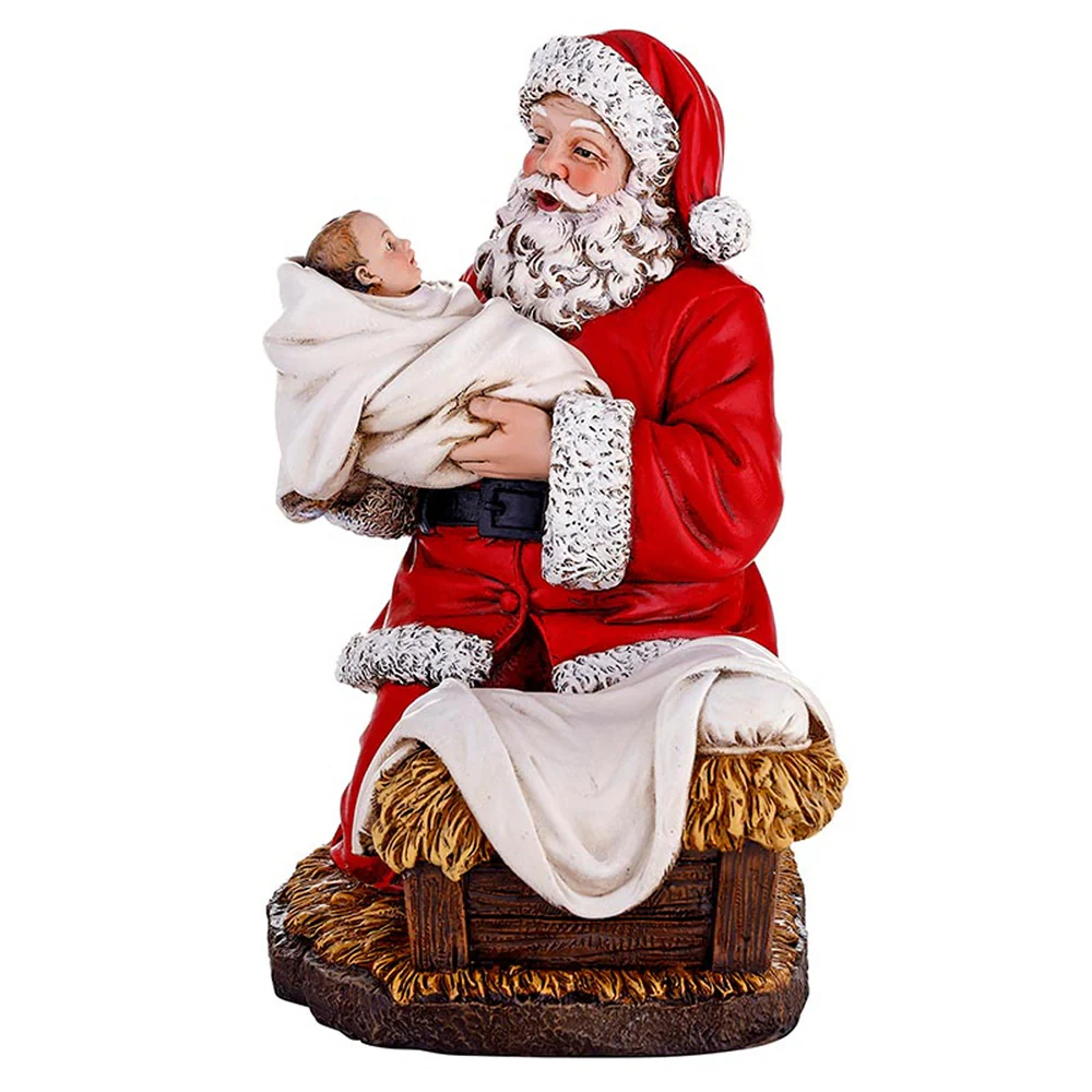 Adoring Santa Nativity Figurine - 9" - Image 2