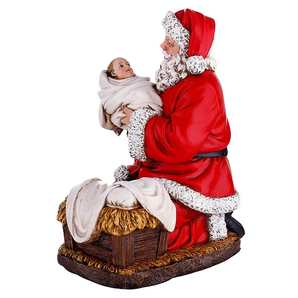 Adoring Santa Nativity Figurine - 9" - Image 3