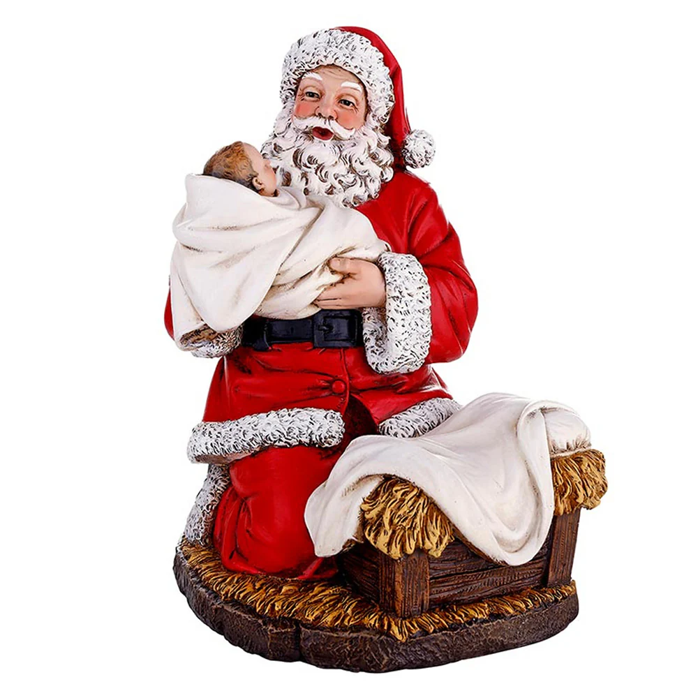Adoring Santa Nativity Figurine - 9" - Image 4
