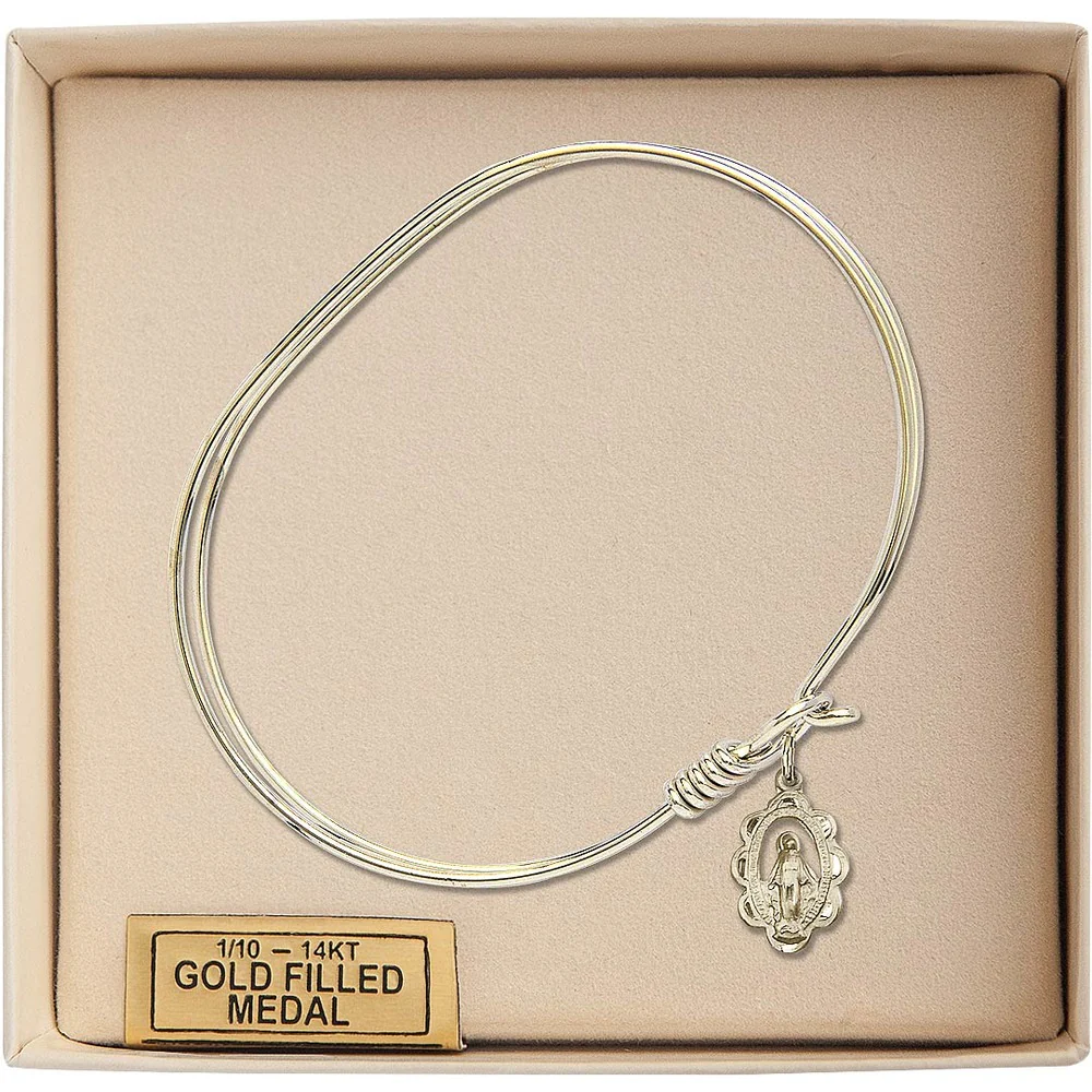 Adult 7" Oval Gold Plated Bangle Bracelet with Miraculous Charm - 2555005 - Image 2