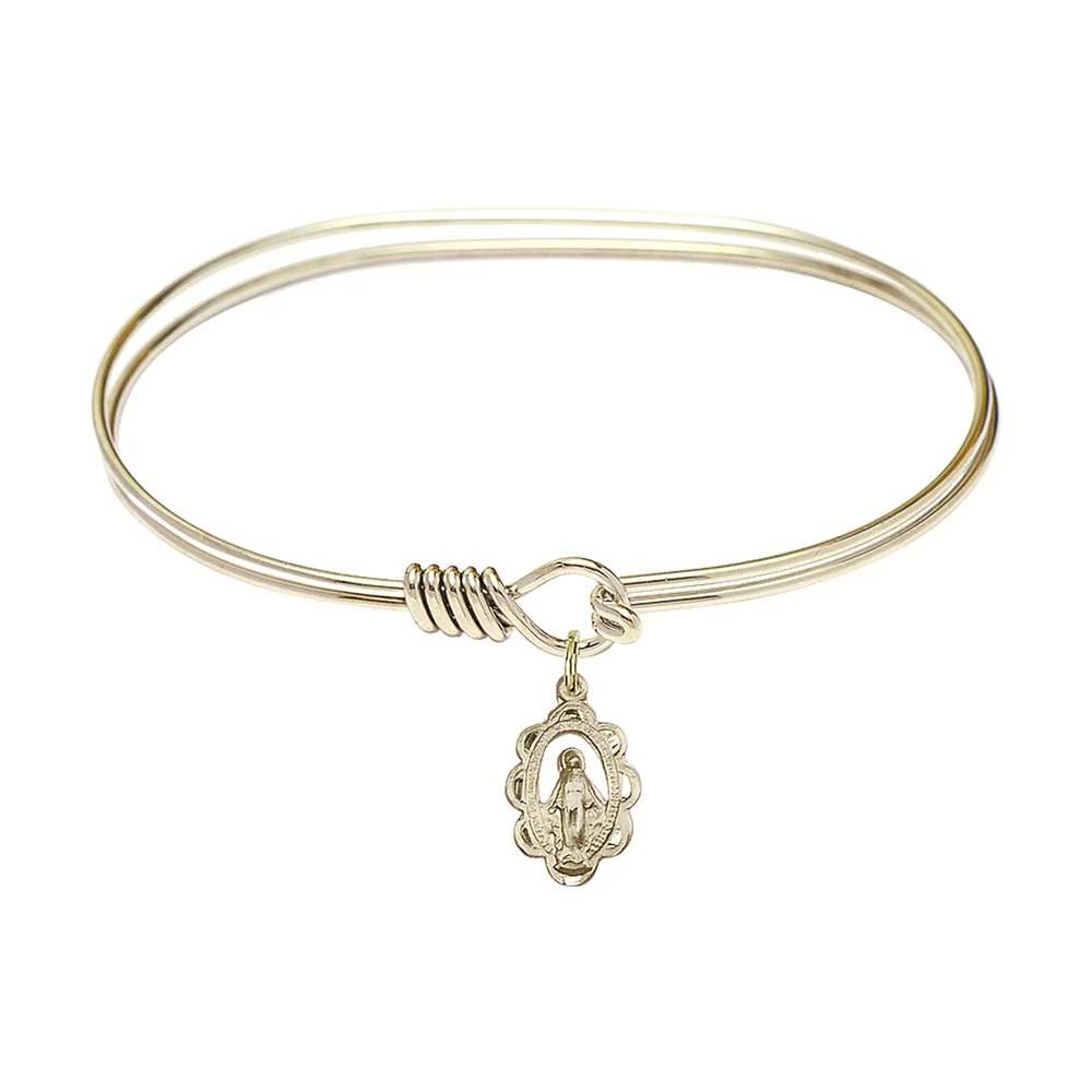 Adult 7" Oval Gold Plated Bangle Bracelet with Miraculous Charm - 2555005 - Image 3