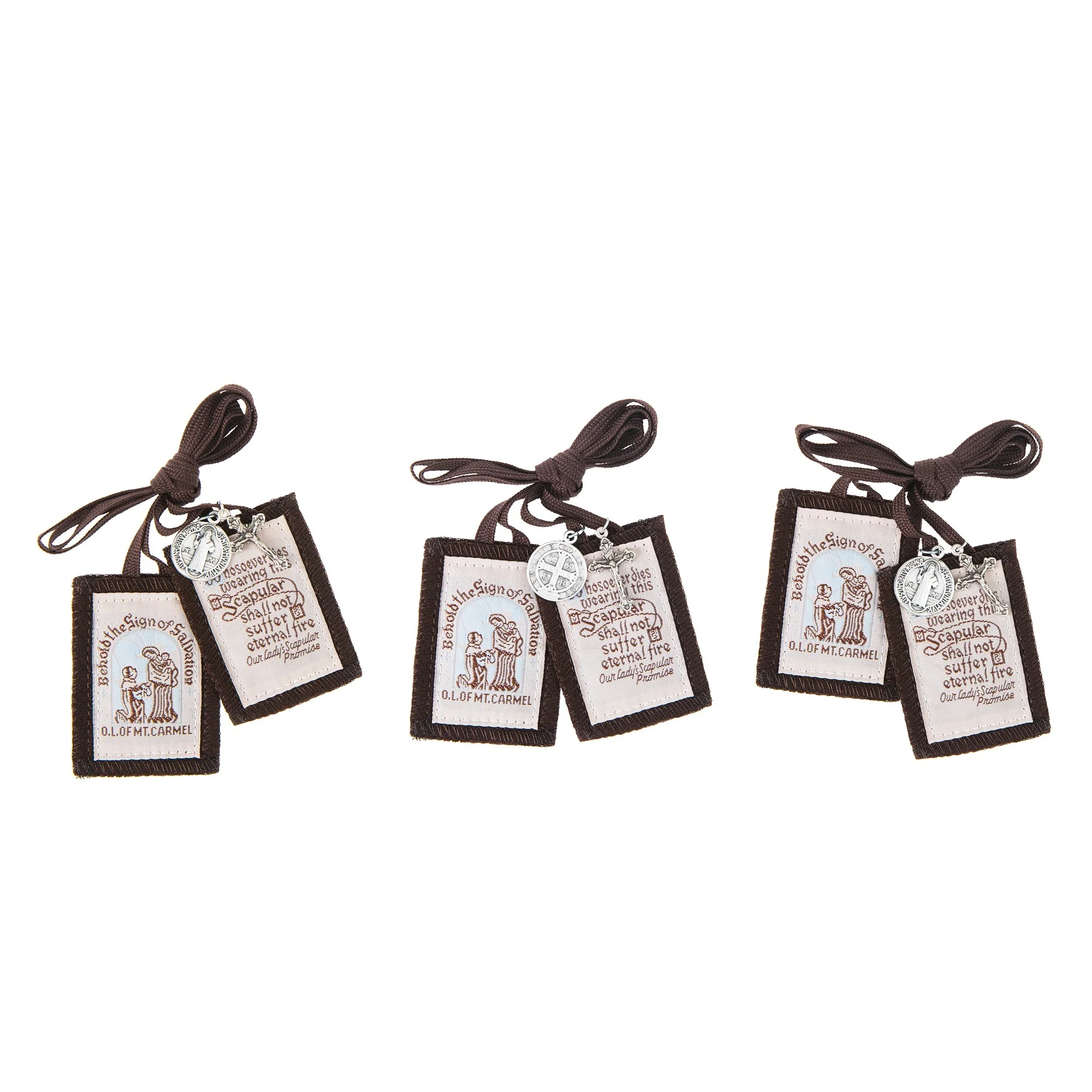 Adult Size Brown Scapular (Set of 3) - Image 2