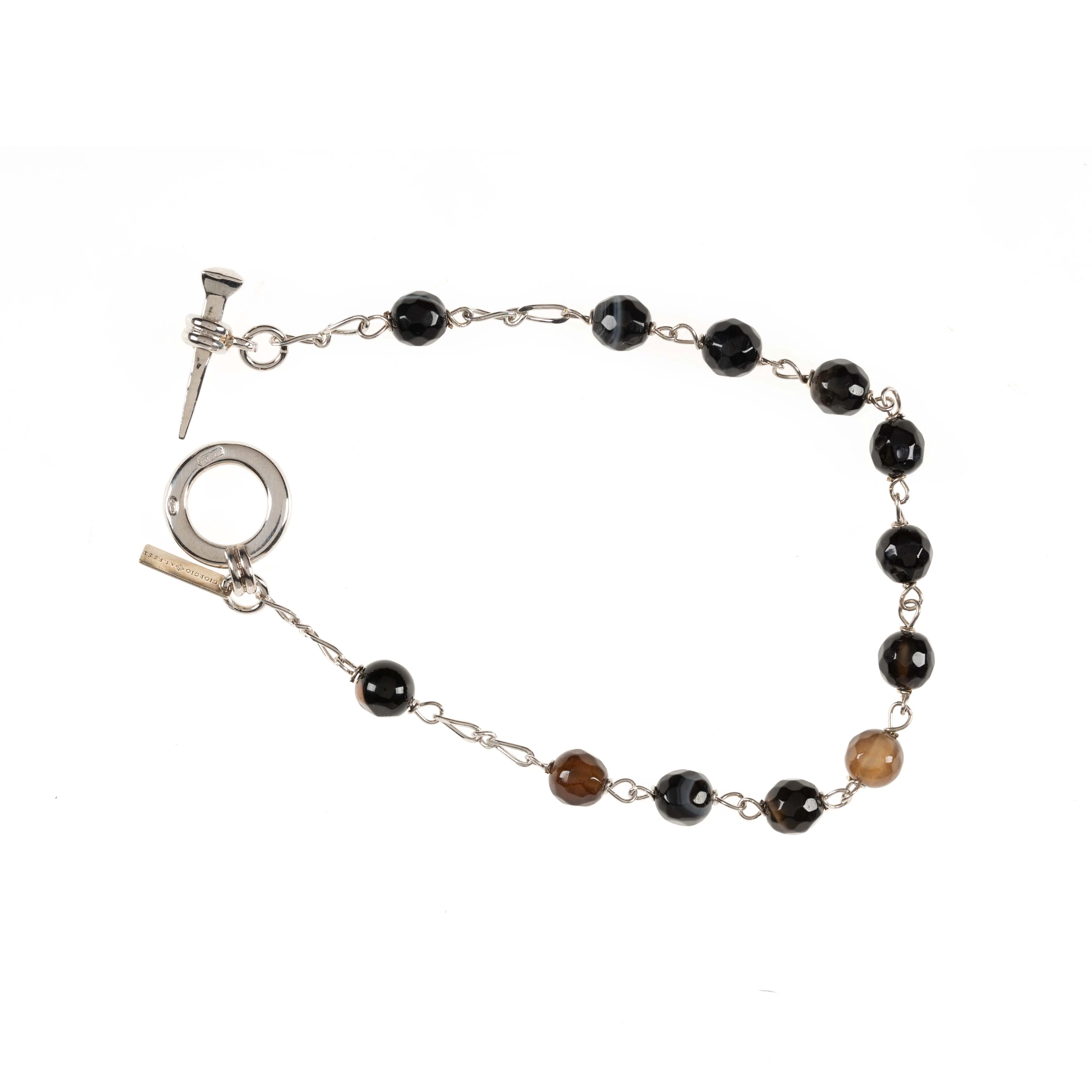 Agate & Sterling Nail Rosary Bracelet - Image 2