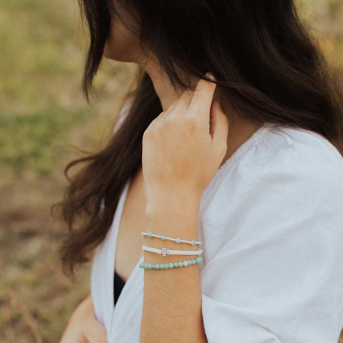 Amazonite Be Still Prayer Bracelet - Gold or Silver - Image 3