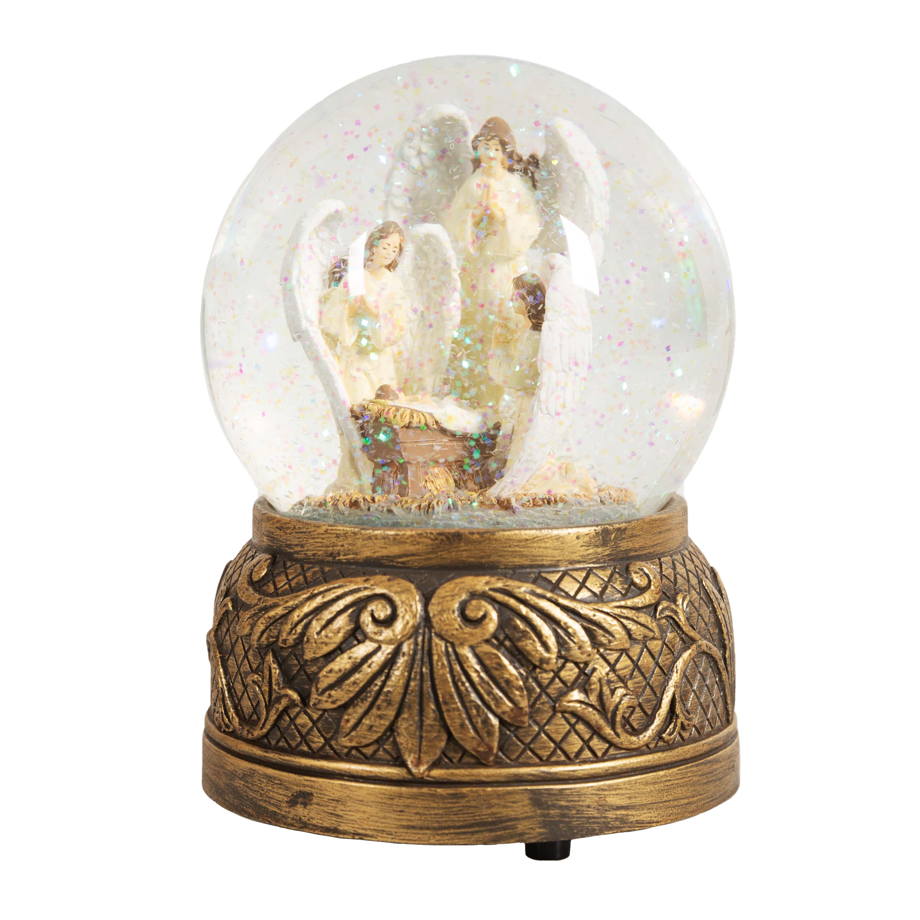 Angelic Musical Nativity Glitter Dome